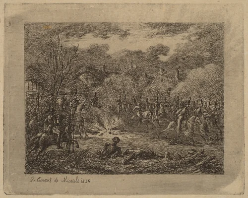 Explosion of a Grenade (L'Explosion d'une grenade) by Gerhardus Emaus de Micault, print, 1854