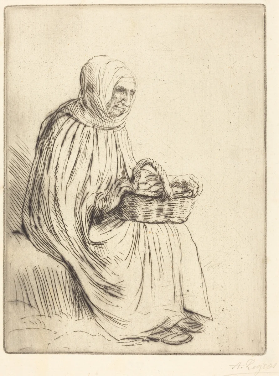 Woman of the Marketplace (Femme du marche) by Alphonse Legros, print, 1837-1911