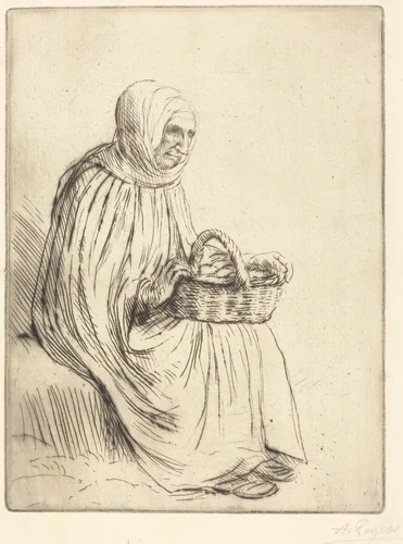 Woman of the Marketplace (Femme du marche) by Alphonse Legros, print, 1837-1911