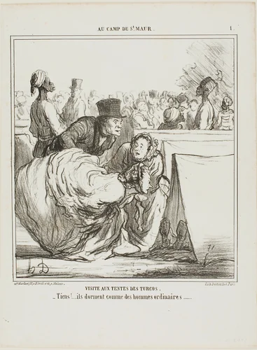 “I don't want to go into such a deep water...... there are surely big fish in there!,” plate 1 from Enfantillages by Honoré-Victorin Daumier, print, 1859