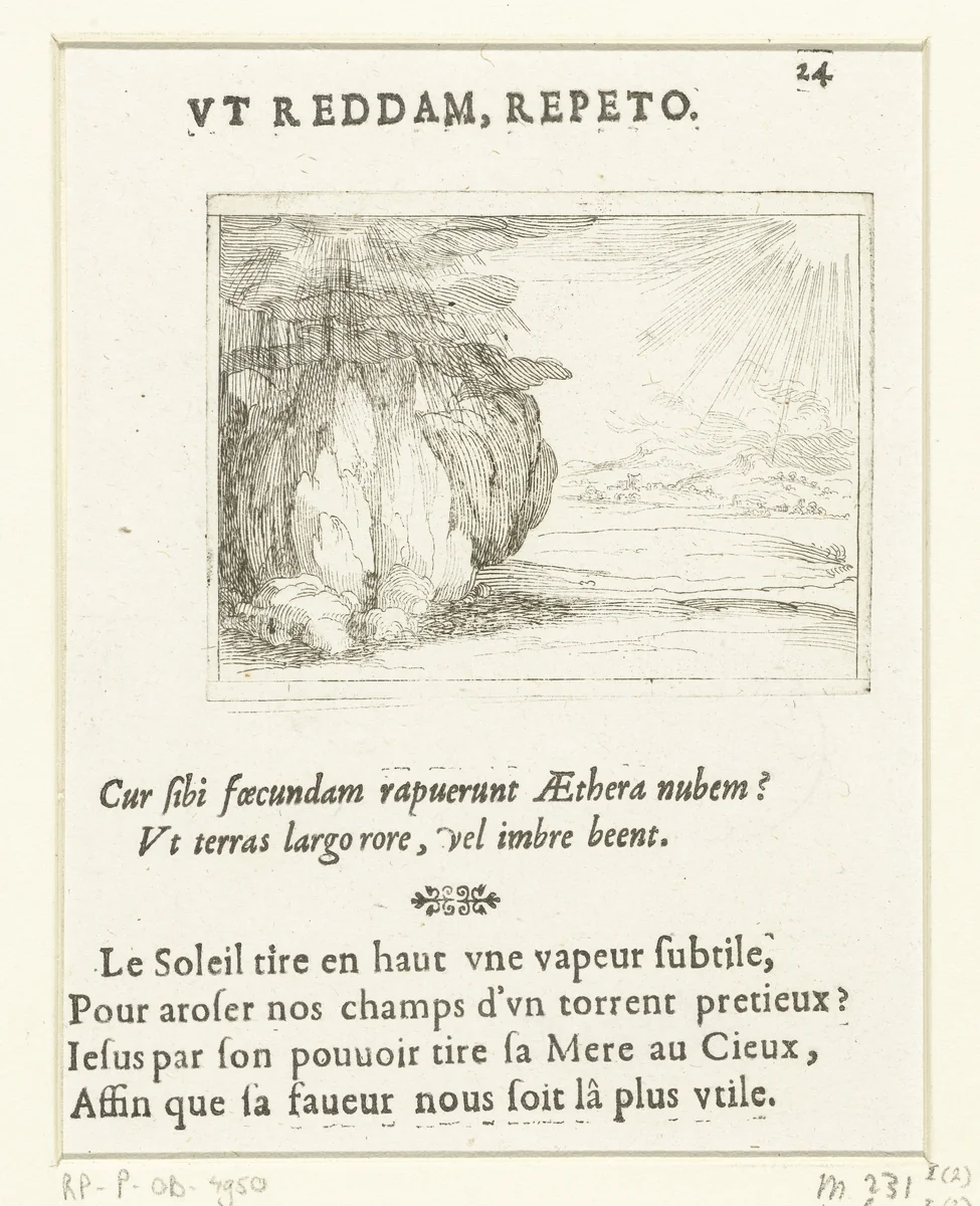 Zon en regen by Jacques Callot, print, 1625-1629