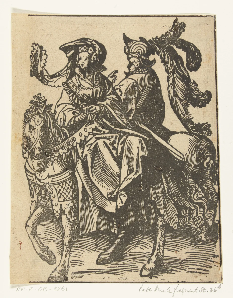 Gertruida van Saksen en Robrecht I de Fries by Jacob Cornelisz van Oostsanen, print, 1518