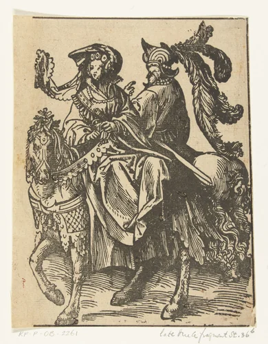 Gertruida van Saksen en Robrecht I de Fries by Jacob Cornelisz van Oostsanen, print, 1518