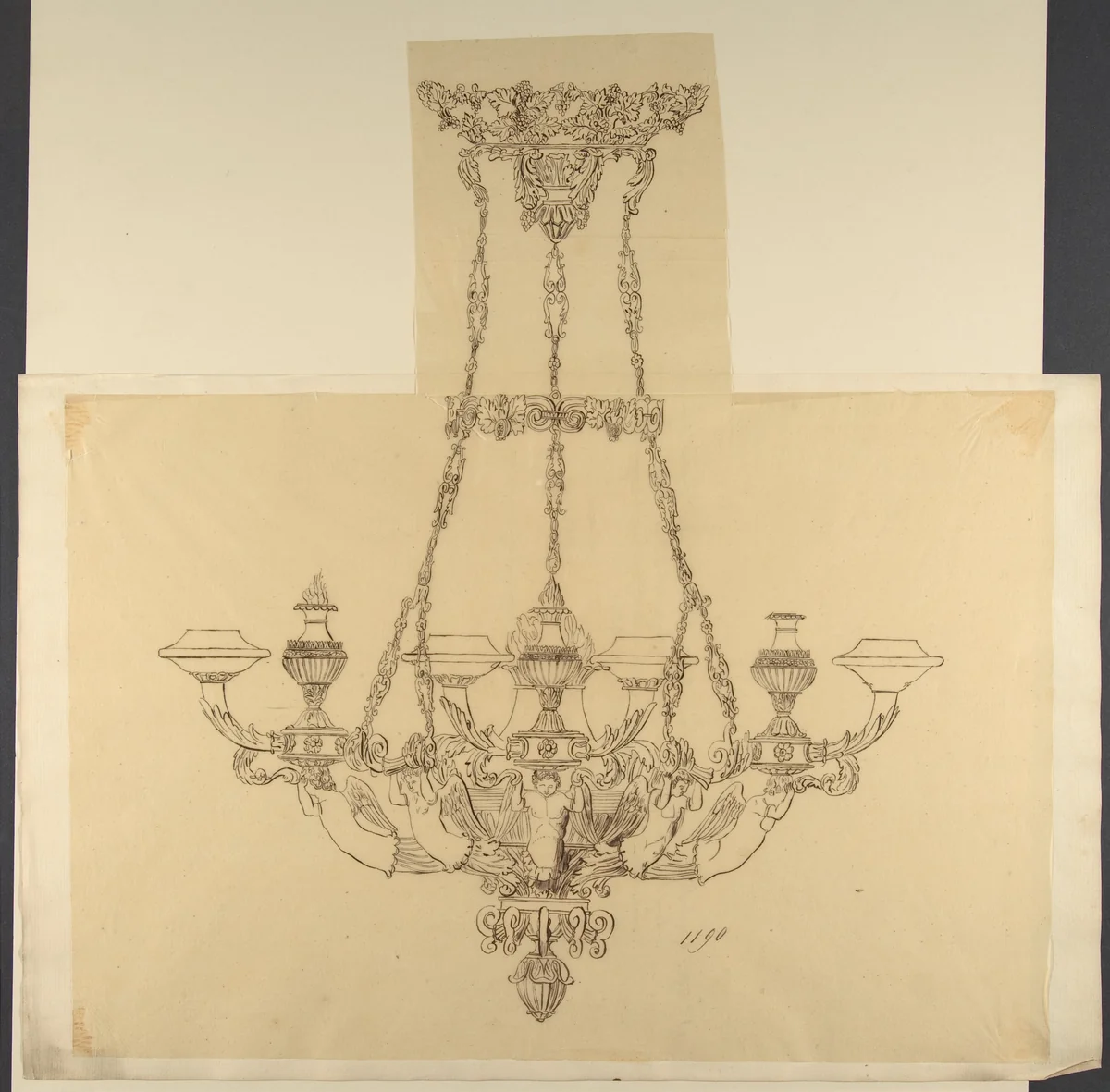 Design for a Chandelier by anonymous, drawing, 1800-1899