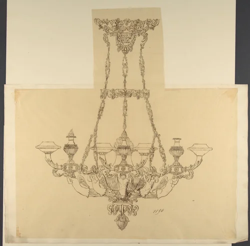 Design for a Chandelier by anonymous, drawing, 1800-1899