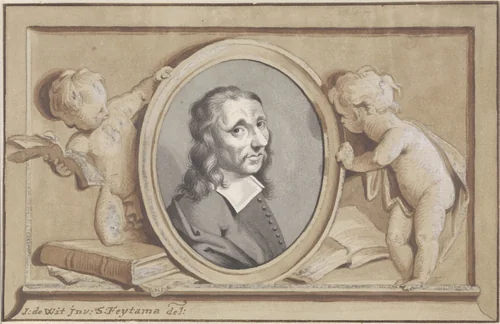 Portret van Allaert van Everdingen by Sybrand Feitama, drawing, 1704-1758