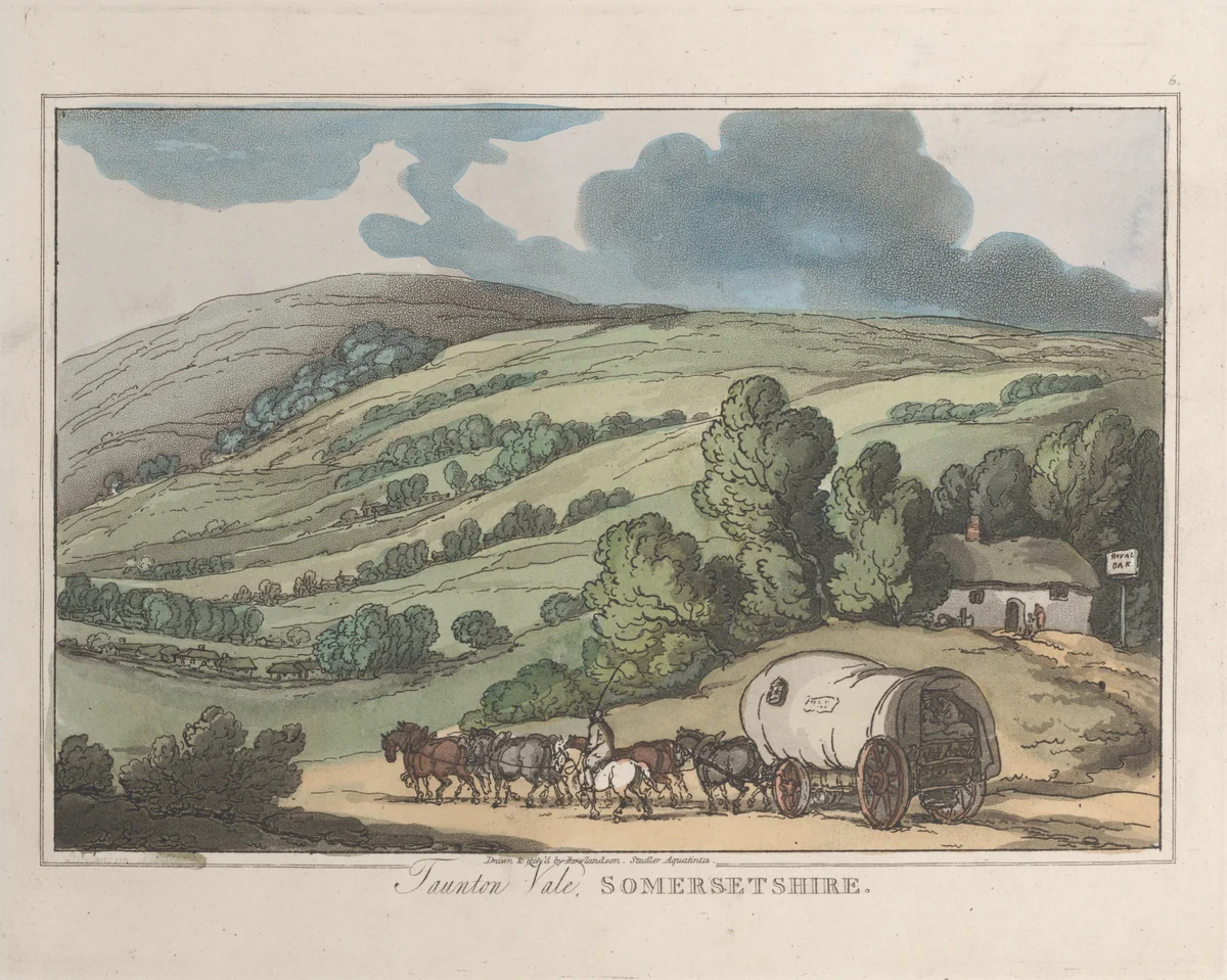Taunton Vale, Somersetshire by Thomas Rowlandson, print, 1822