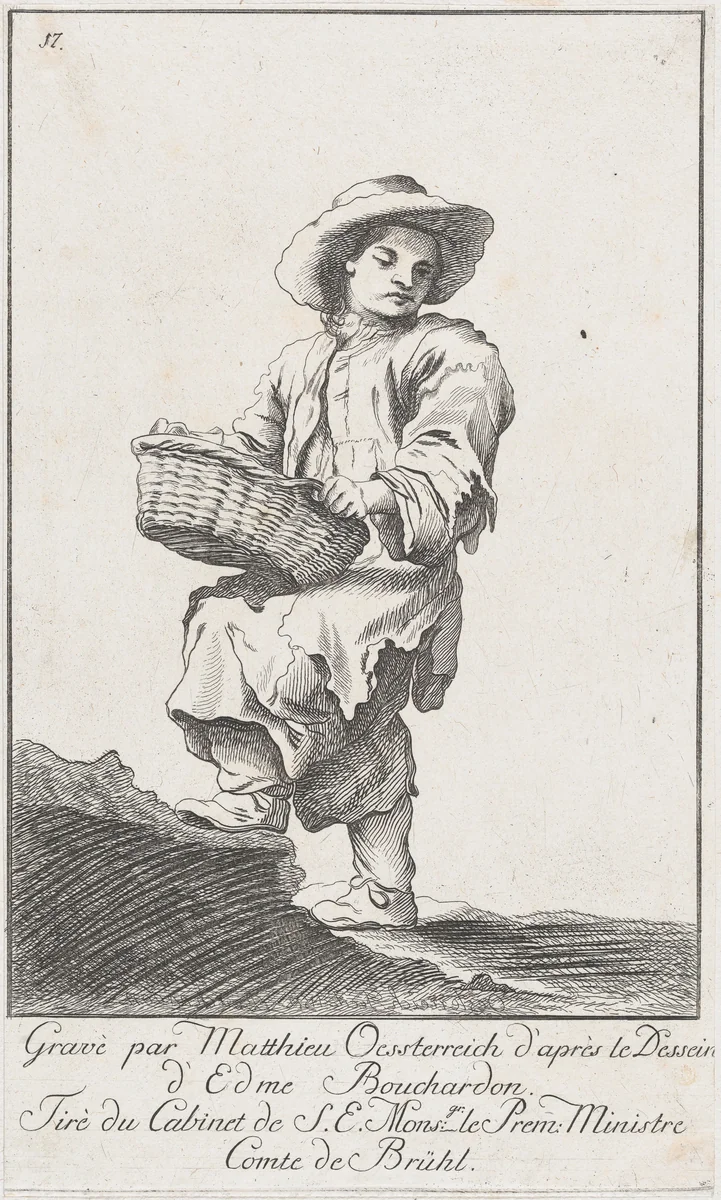 Young Vendor by Matthieu Oesterreich, print, 1752