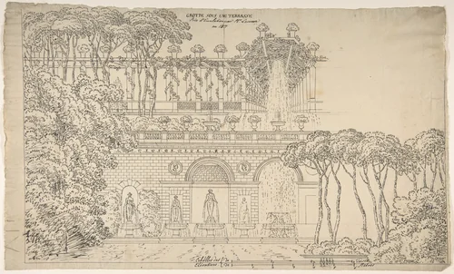 Grotto under a Terrace by Jean-Baptiste-Cicéron Lesueur, drawing, 1817
