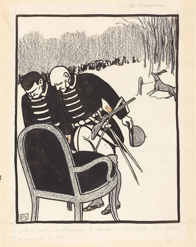 Grands Chasseurs--Le Cerf est prêt by Félix Vallotton, drawing, 1903