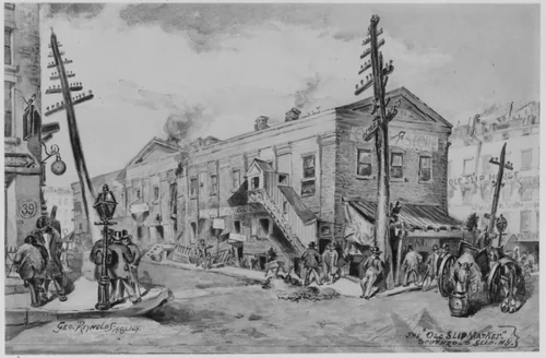 The Old Slip Market by George Reynolds, artwork, 1881
