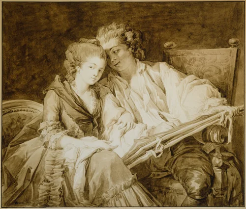 The Drawing Lesson by François-André Vincent, drawing, 1777