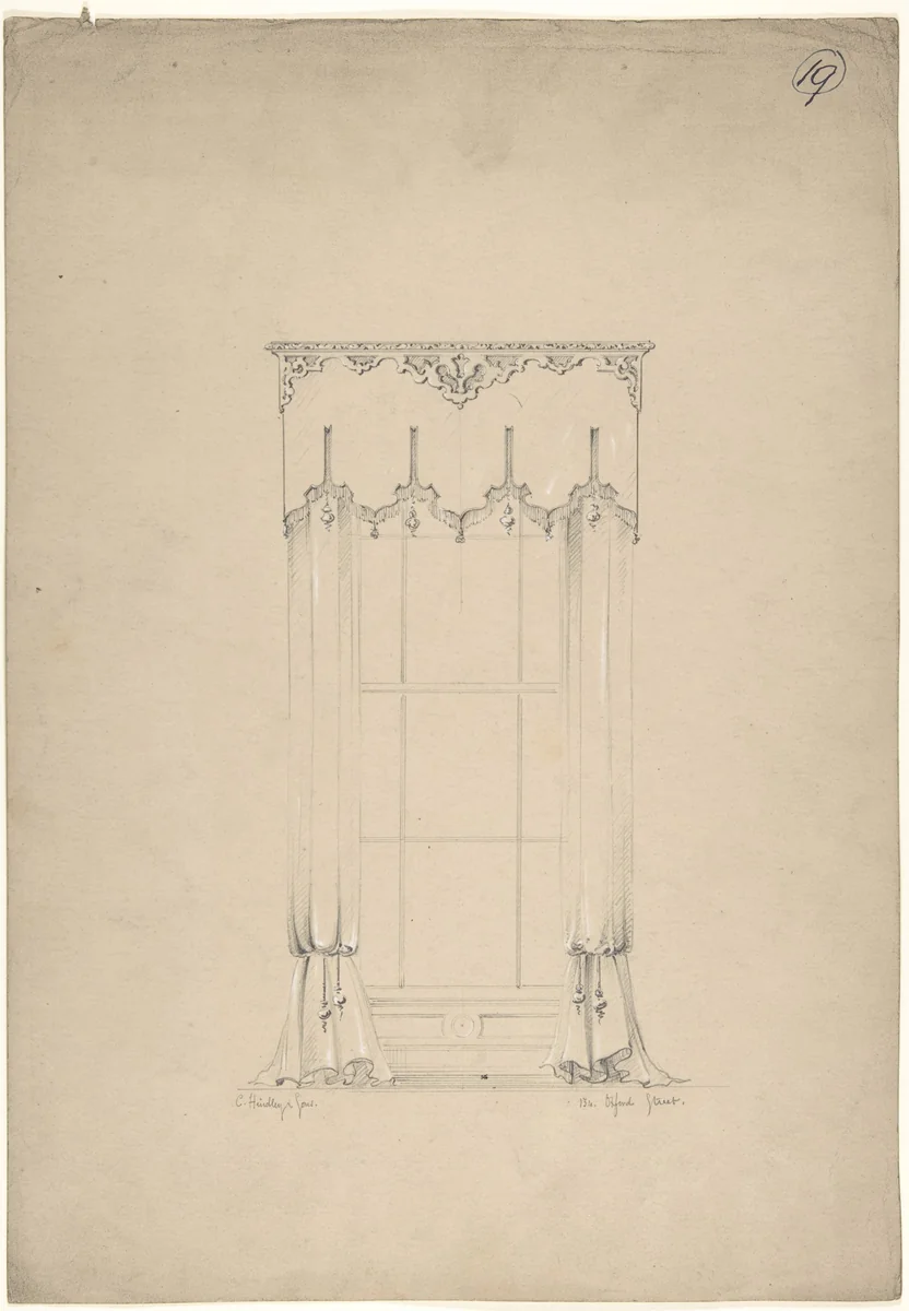 Design for Curtains by Charles Hindley and Sons, drawing, 1841-1884