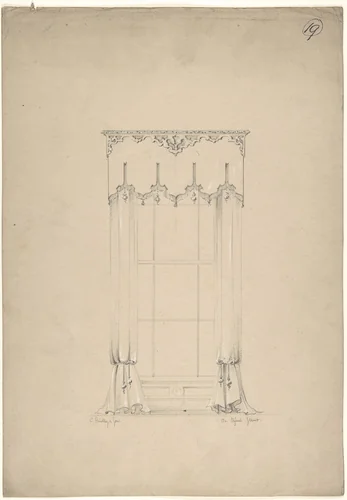 Design for Curtains by Charles Hindley and Sons, drawing, 1841-1884