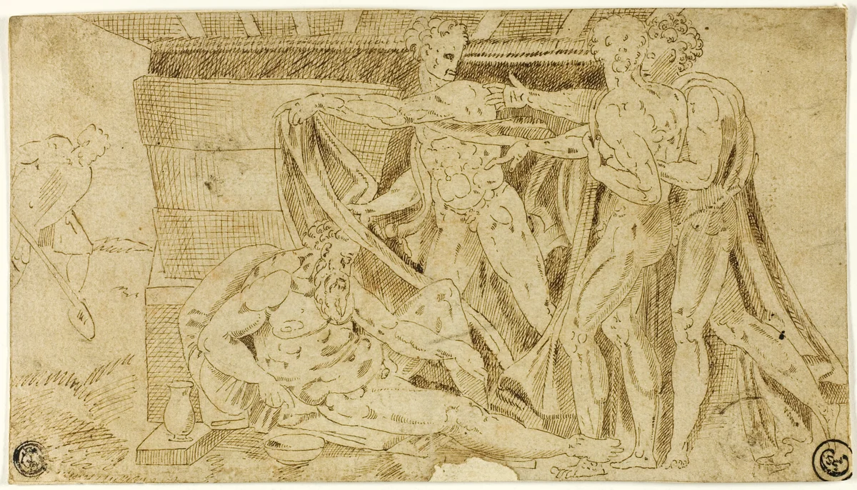 Drunkenness of Noah by Michelangelo Buonarroti, drawing, 1550-1599