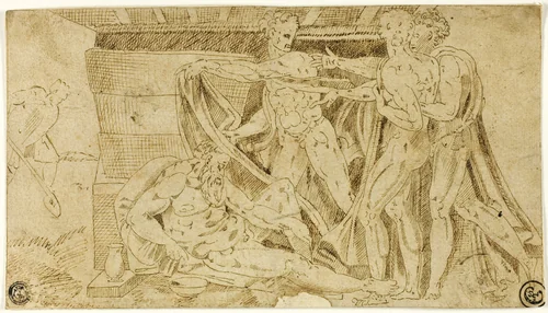 Drunkenness of Noah by Michelangelo Buonarroti, drawing, 1550-1599
