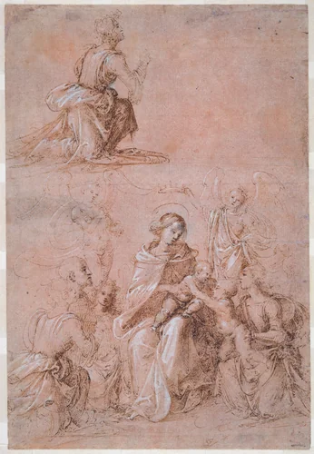 The Virgin and Child Surrounded by Saints and Angels by Fra Bartolommeo, drawing, 1472-1517