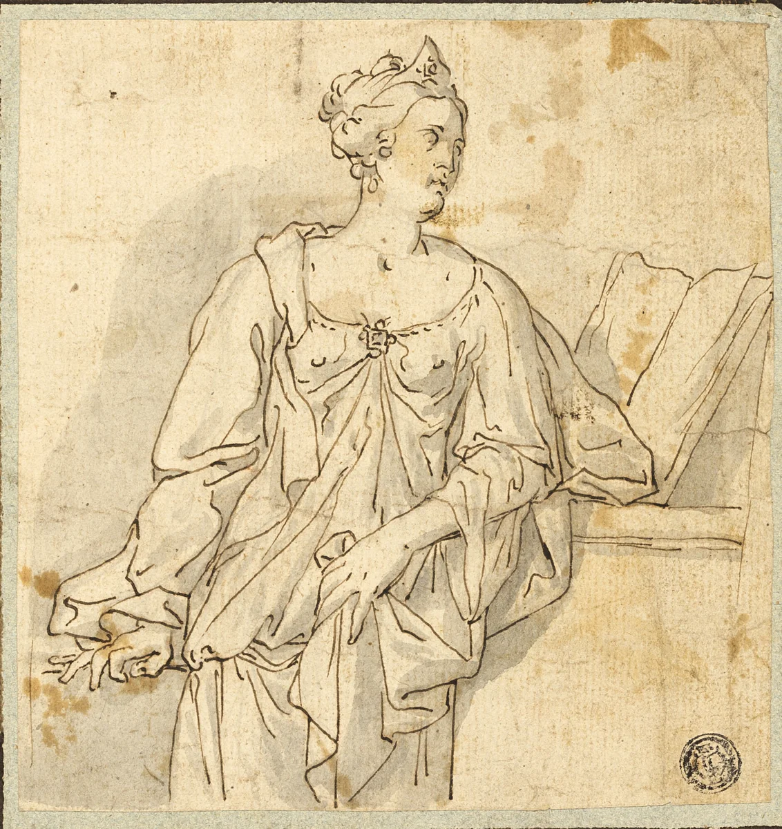 Cornelia, Mother of the Gracchi by Francesco Solimena, drawing, 1600-1699