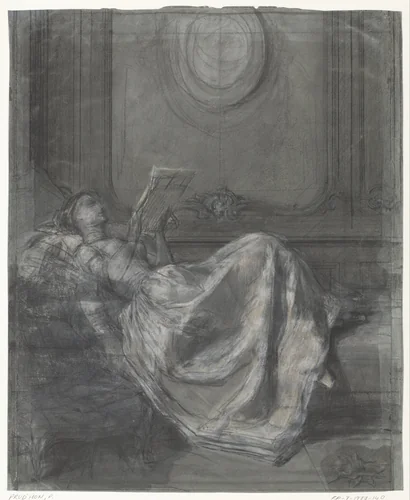 Lezende vrouw by Pierre Prud'hon, drawing, 1768-1823