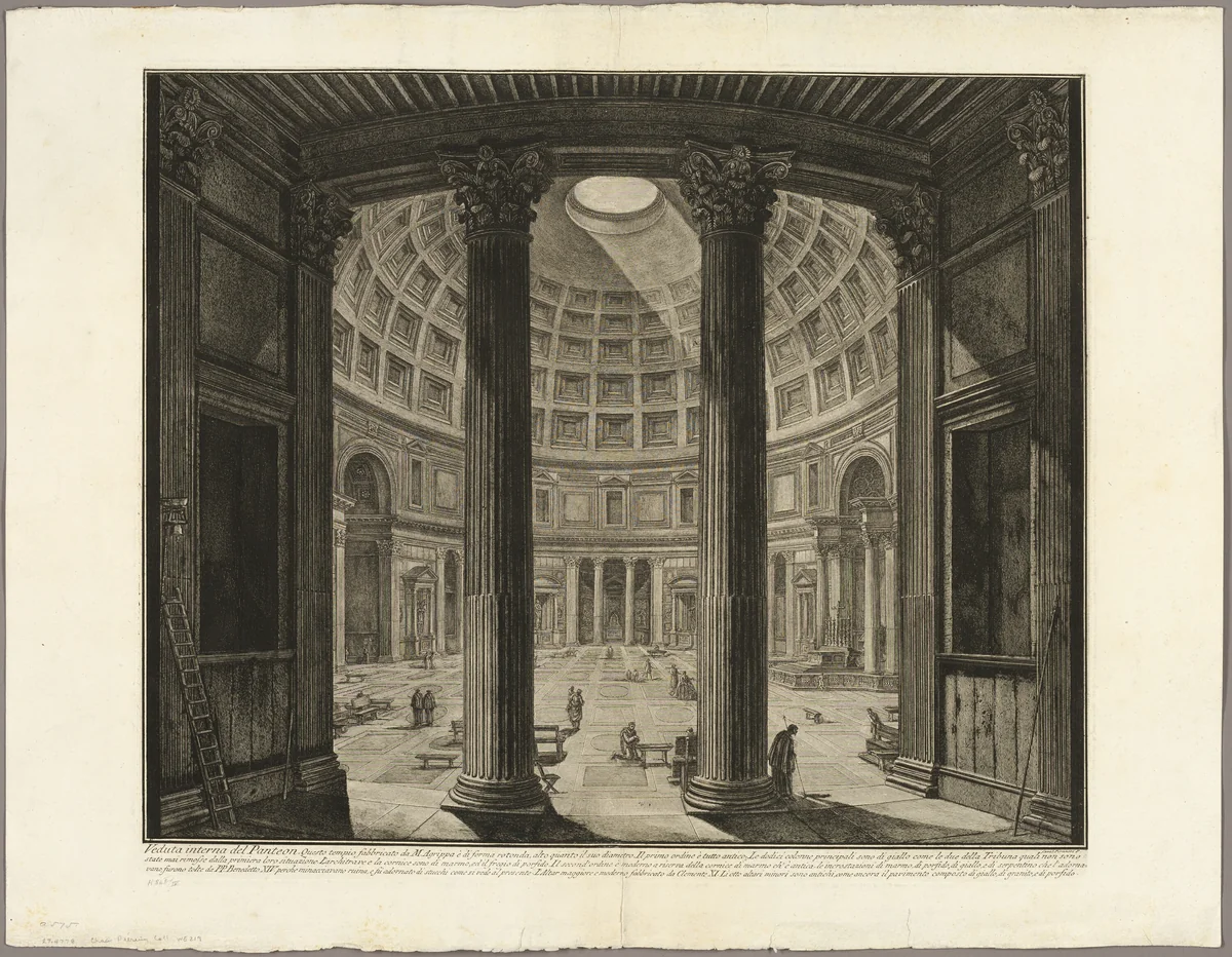 Interior view of the Pantheon, from Views of Rome by Giovanni Battista Piranesi, print, 1768