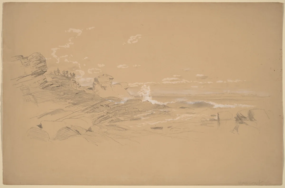Maine Coast by Aaron Draper Shattuck, drawing, 1861