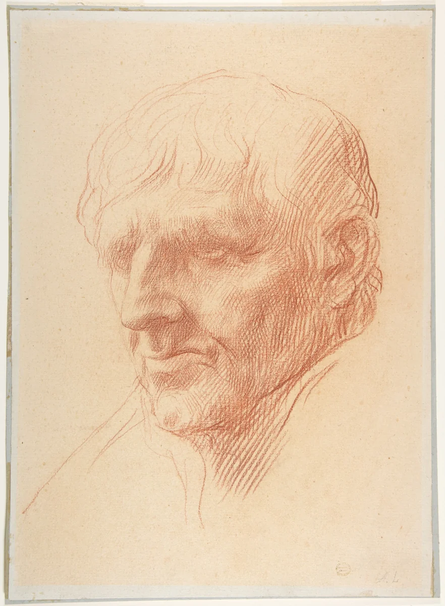 Head of a Man by Alphonse Legros, drawing, 1837-1911