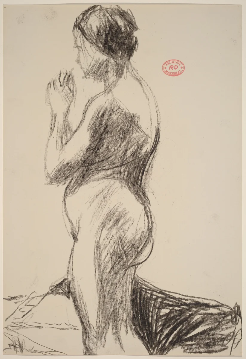 Untitled [side view of a female nude with hands clasped] by Richard Diebenkorn, drawing, 1955-1967