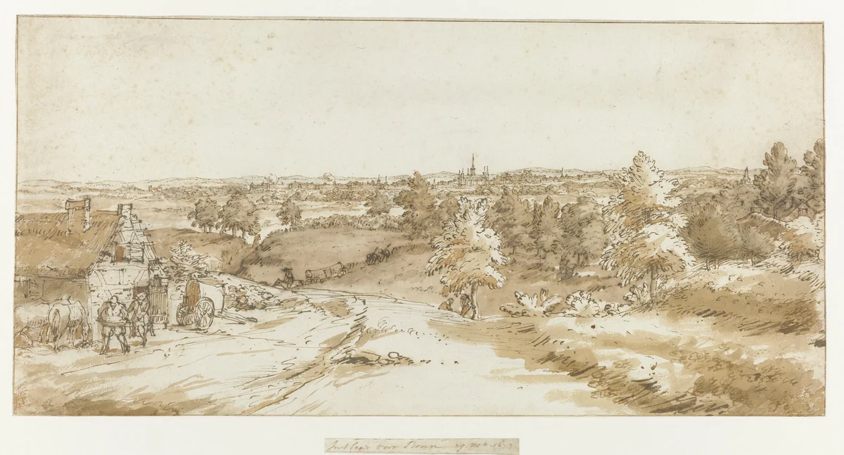 Gezicht op Bonn by Constantijn Huygens, drawing, 1673