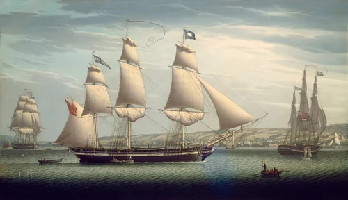 The Ship "Favorite" Maneuvering Off Greenock by Robert Salmon, painting, 1819