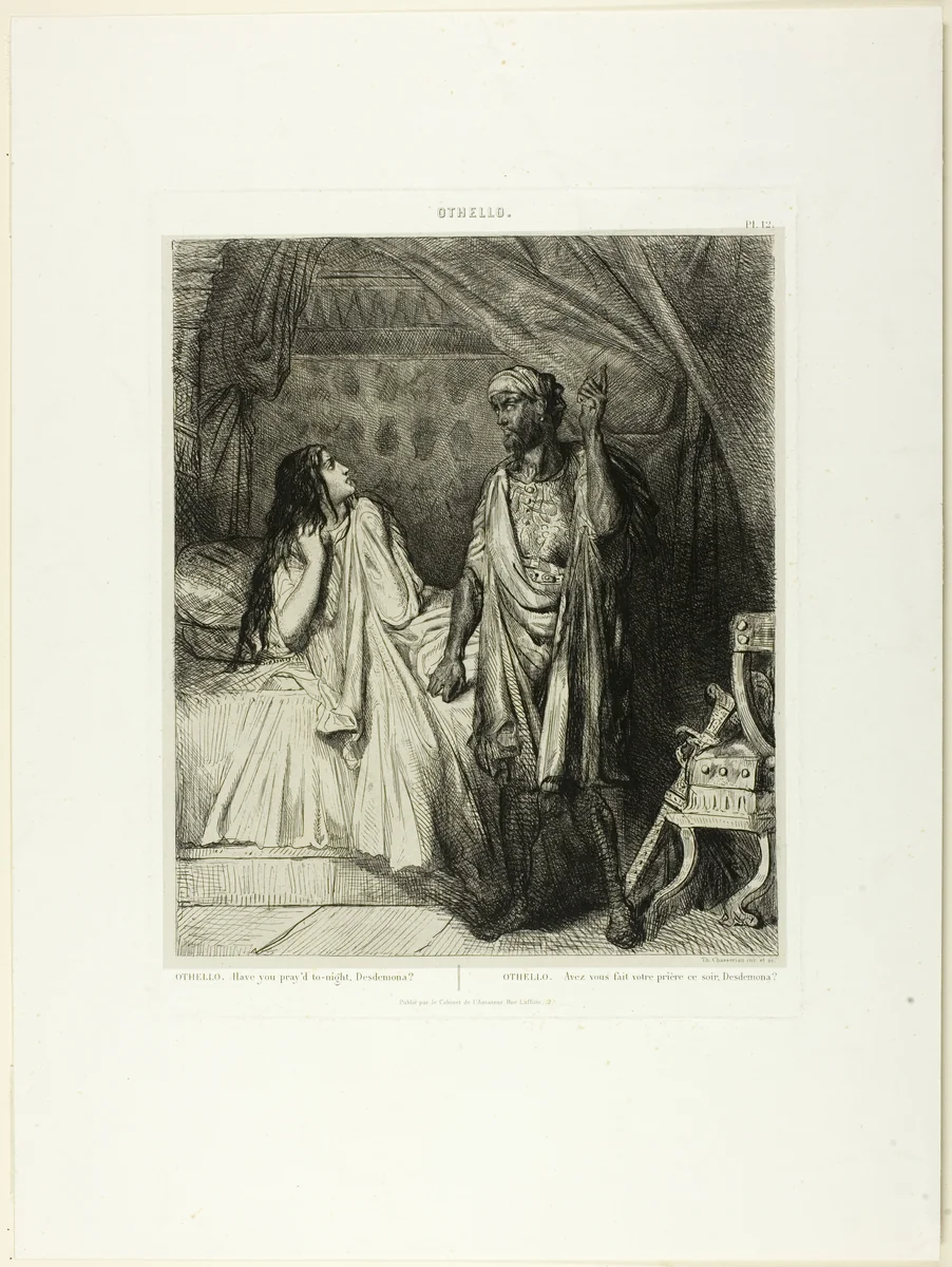 Have you pray'd tonight, Desdemona?, plate twelve fom Othello by Théodore Chassériau, print, 1844