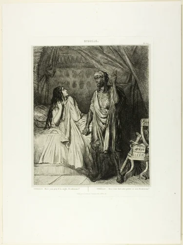 Have you pray'd tonight, Desdemona?, plate twelve fom Othello by Théodore Chassériau, print, 1844