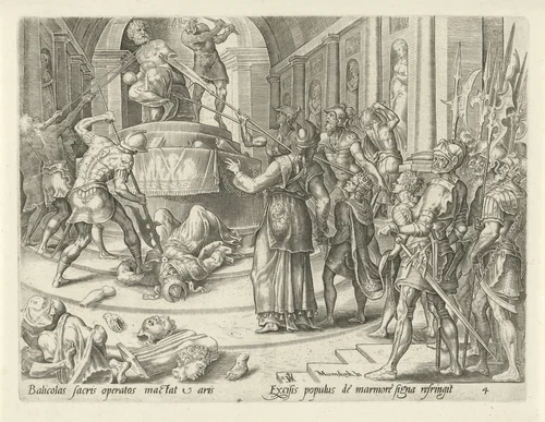 Verwoesting van de tempel van Baäl by Unknown, print, 1565-1569