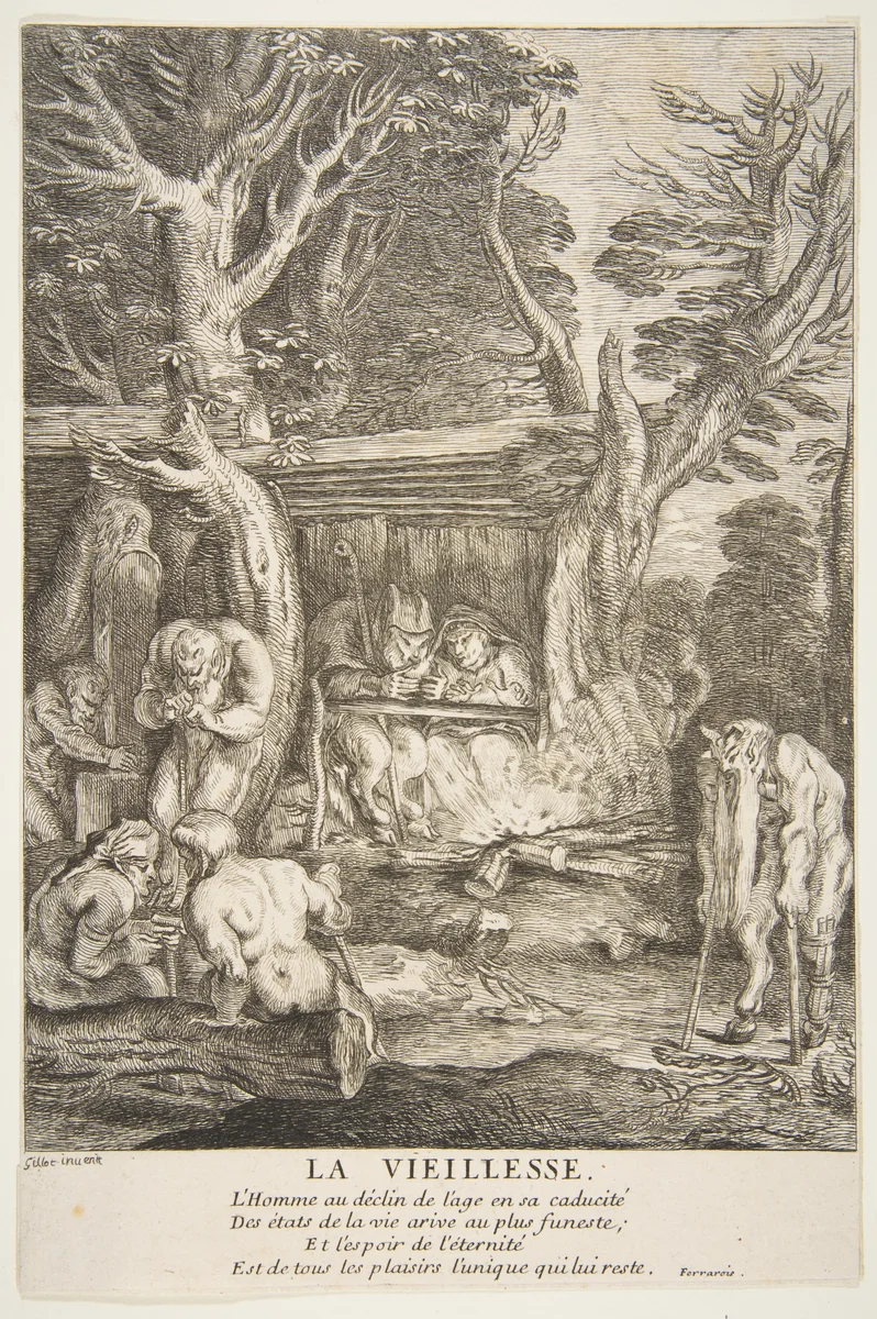 Old Age by Claude Gillot, print, 1673-1778