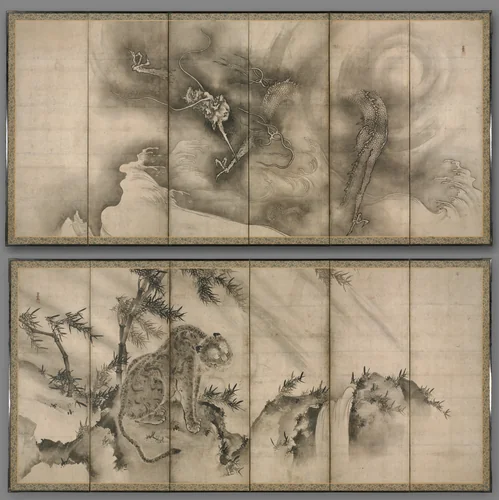 Dragon and Tiger by Sesson Shūkei (雪村周継), painting, 1546-1556
