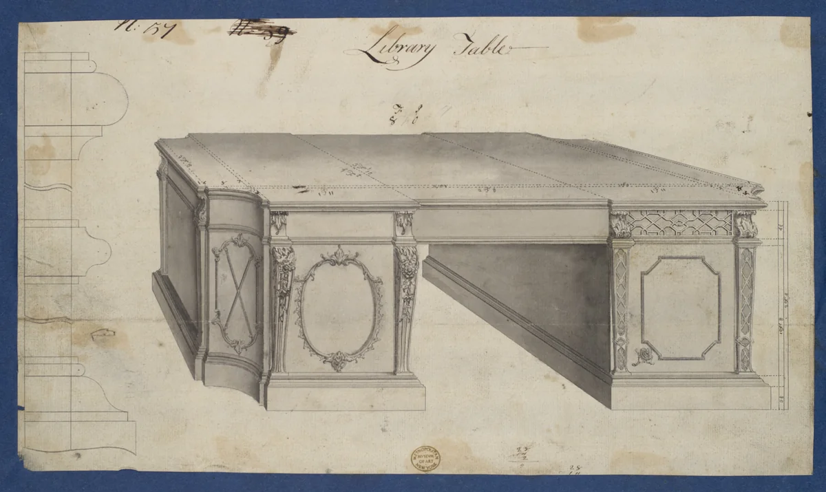 Library Table, from Chippendale Drawings, Vol. II by Thomas Chippendale, drawing, 1753