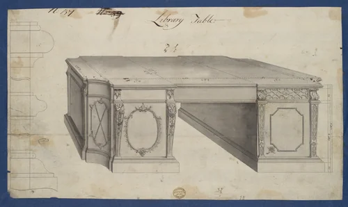 Library Table, from Chippendale Drawings, Vol. II by Thomas Chippendale, drawing, 1753