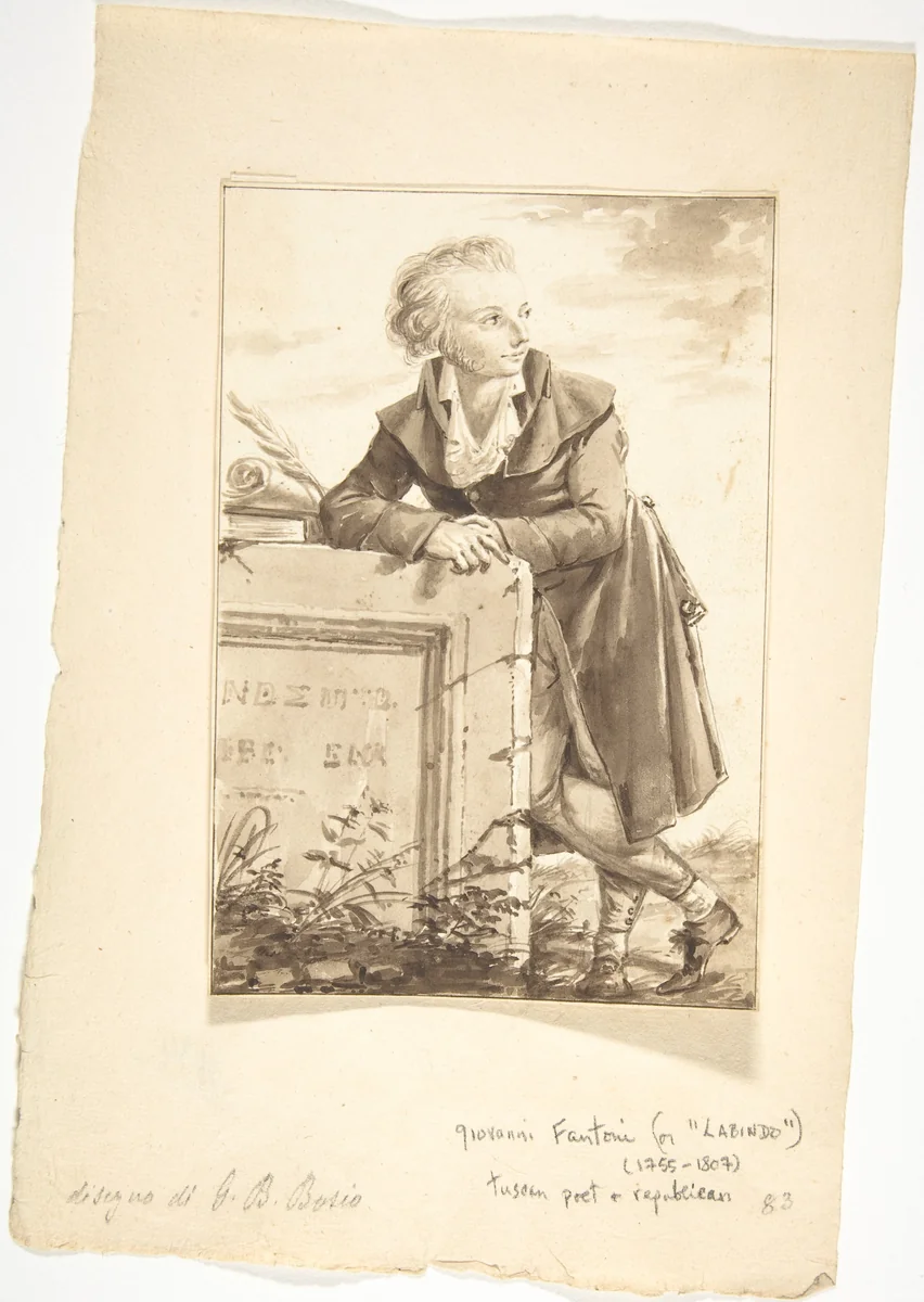 Portrait of Giovanni Fantoni (or "Labindo") by Jean-Baptiste-François Bosio, drawing, 1780-1827