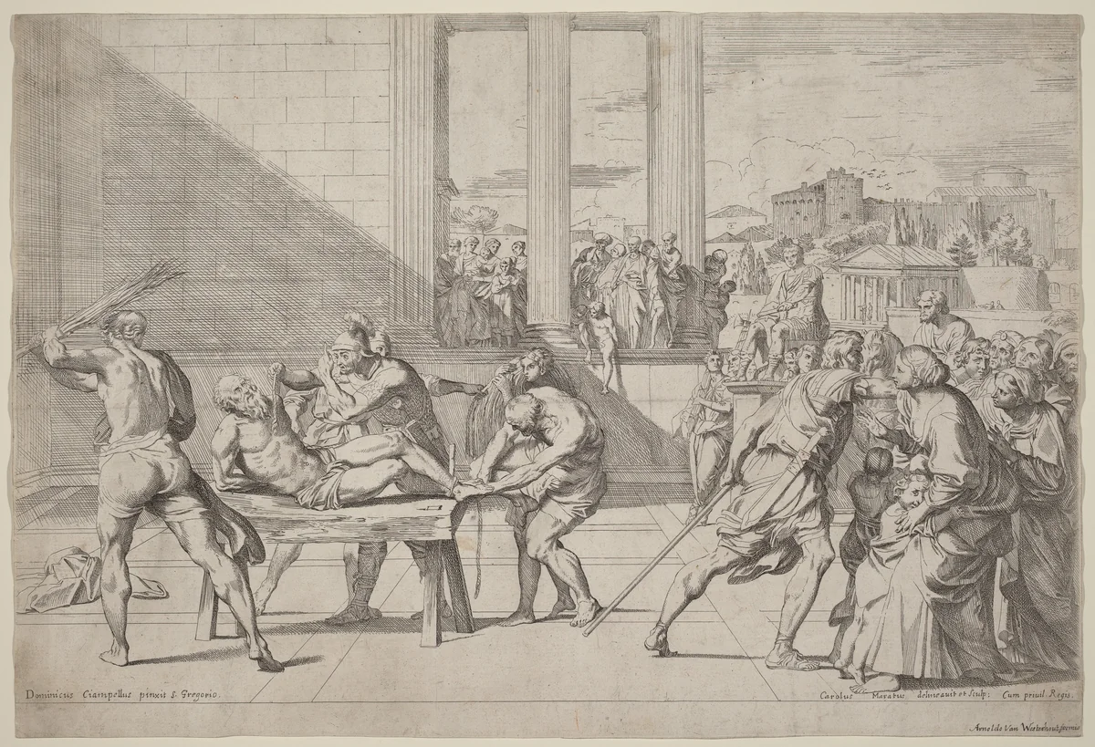 Martyrdom of Saint Andrew by Carlo Maratta; Domenichino, print, 1625-1713
