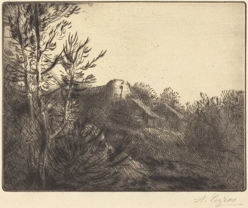 View of a Farm (La ferme de Valoux) by Alphonse Legros, print, 1837-1911