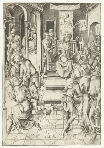 Christus voor Annas by Unknown, print, 1455-1503