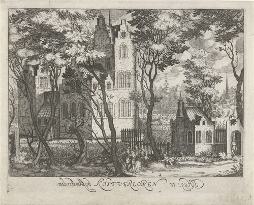 Gezicht op Huis Kostverloren nabij Amsterdam by Simon Frisius, print, 1601-1628