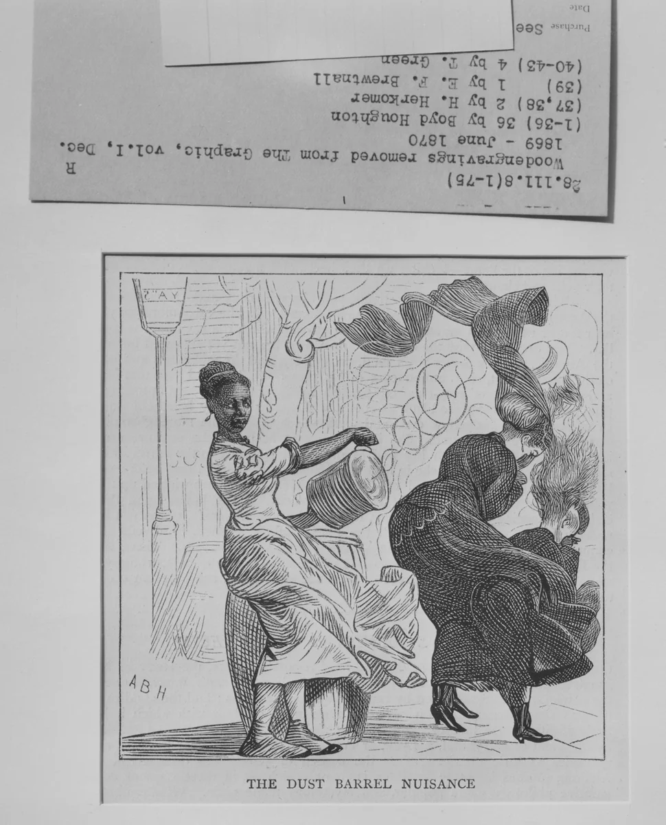 The Dust Barrel Nuisance, from "The Graphic," vol. 1 by Arthur Boyd Houghton, print, 1870