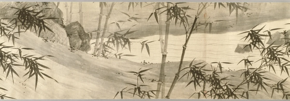 Bamboo-Covered Stream in Spring Rain by Xia Chang, drawing, 1436-1446