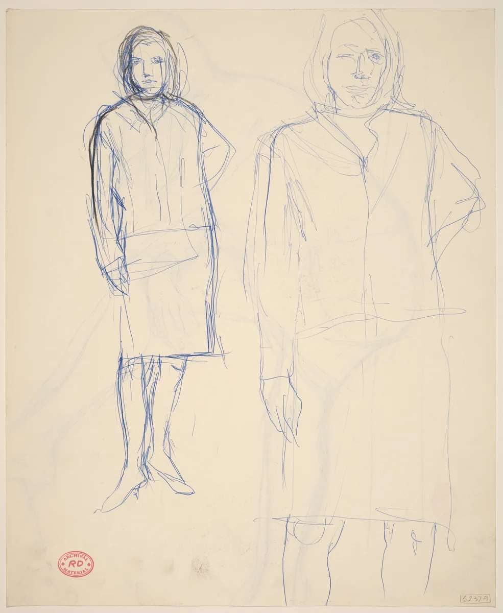 Untitled [two studies of a woman] [recto] by Richard Diebenkorn, drawing, 1955-1967