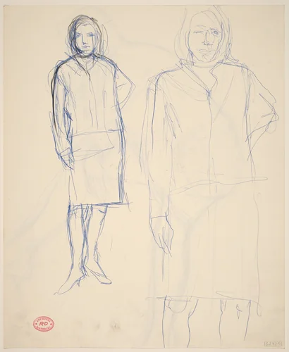Untitled [two studies of a woman] [recto] by Richard Diebenkorn, drawing, 1955-1967