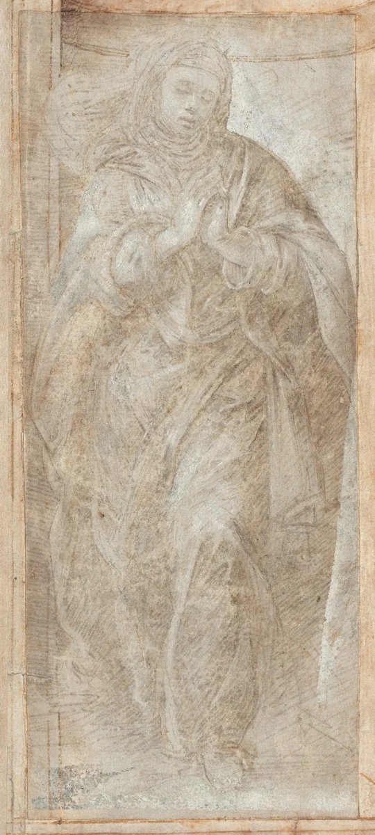 Standing Woman with Her Hands Clasped in Prayer by Filippino Lippi, drawing, 1488