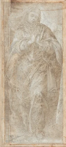 Standing Woman with Her Hands Clasped in Prayer by Filippino Lippi, drawing, 1488