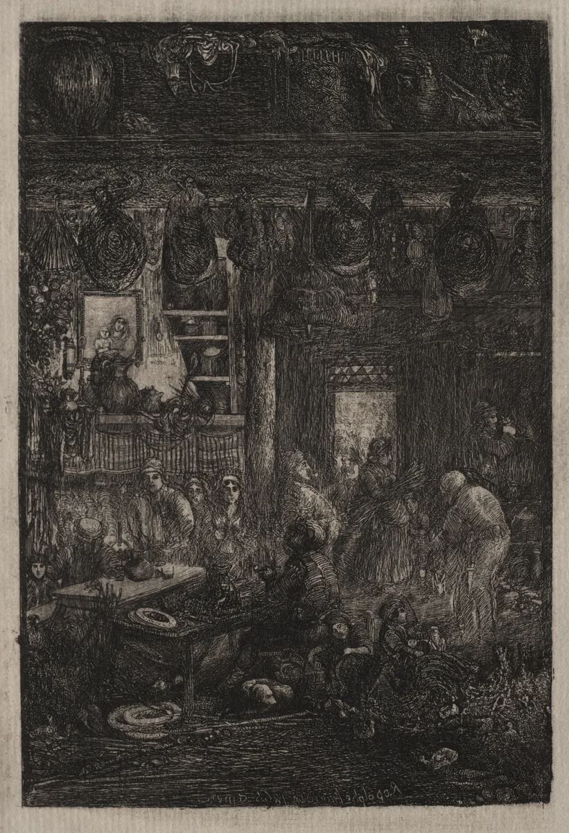 Moldavian Interior by Rodolphe Bresdin, print, 1865