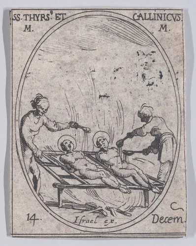 S. Thyrse et S. Callinique (St. Thyrsus and St. Callinicus), December 14th, from "Les Images De Tous Les Saincts et Saintes de L'Année" (Images of All of the Saints and Religious Events of the Year) by Jacques Callot, print, 1636