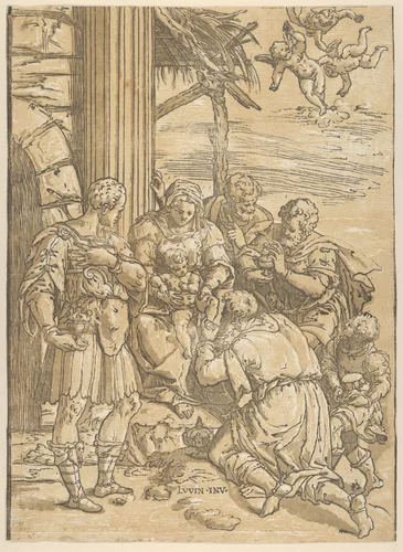 Adoration of the Magi by Andrea Andreani, print, 1580-1610